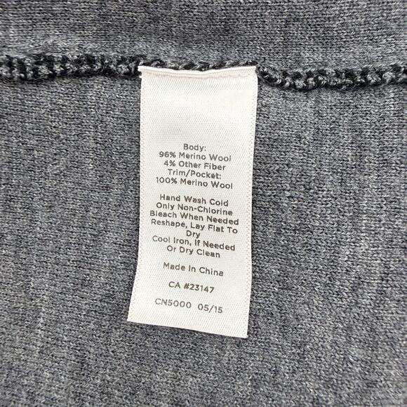 Talbots Pure Merino Wool Cardigan Jacket Womens Large Open Front Pockets Gray - Picture 12 of 14